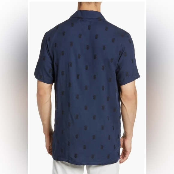 Onia Pineapple Vacation Button Down Shirt Deep Navy size M - Picture 6 of 12